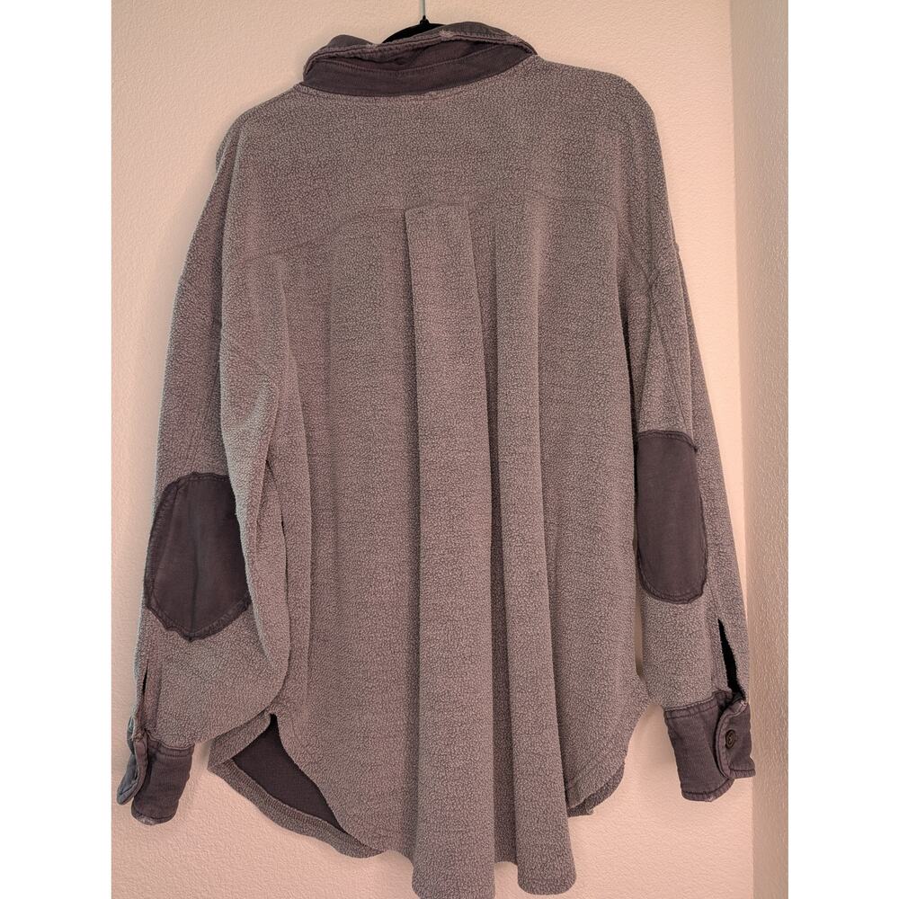 Free People We the Free Ruby Oversized Shacket Gray S Boho Elbow Patches *READ - Picture 3 of 6